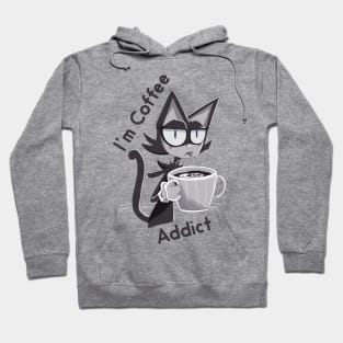 Funny Cocky Cat Addicted With Coffee Hoodie